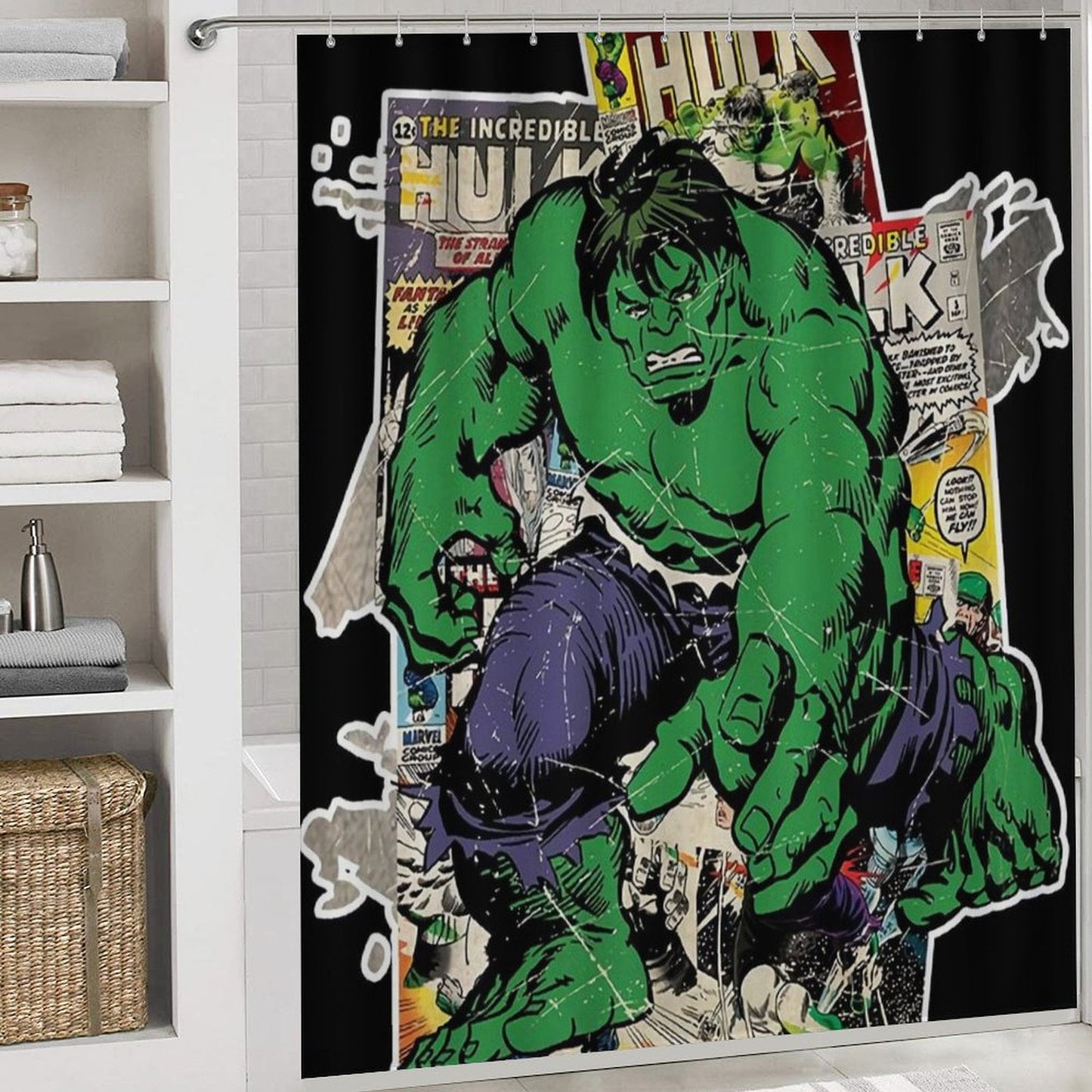 Muscular Humanoid Superhero Shower Curtain