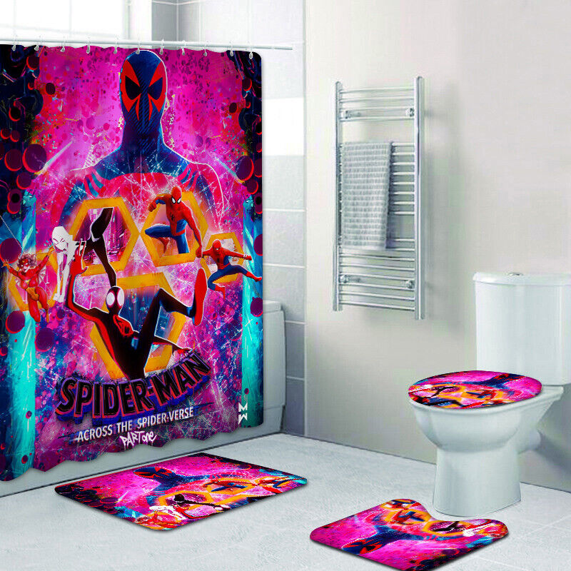 Across The Spider Verse Shower Curtain - 4 Pcs Set