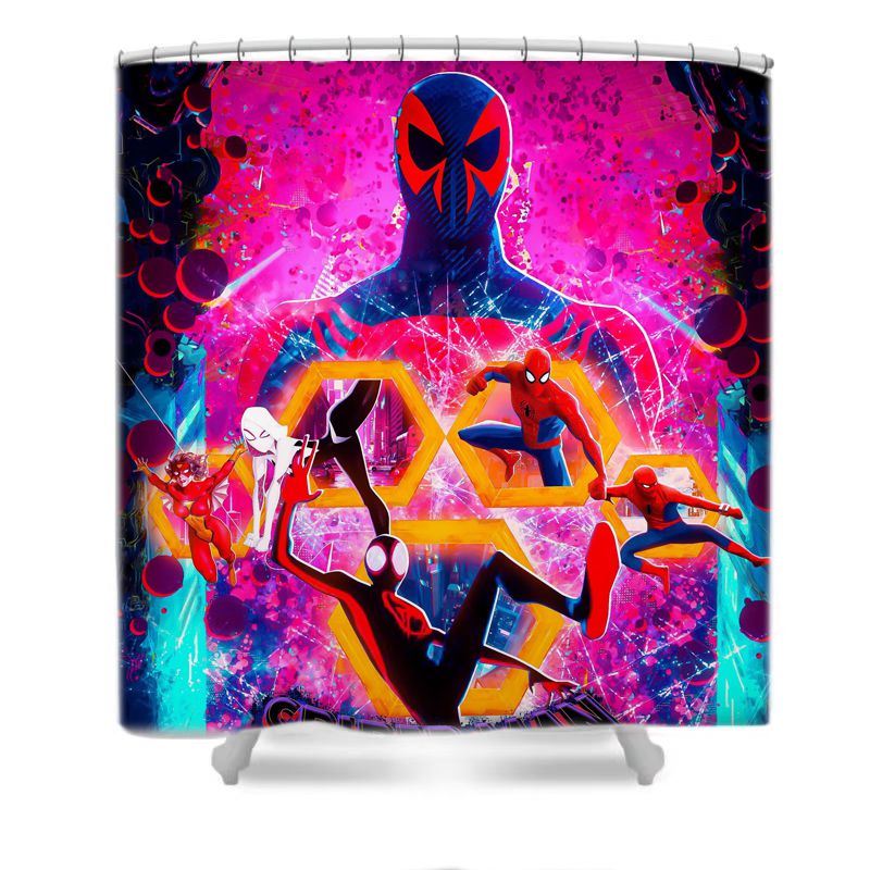 Across The Spider Verse Shower Curtain - 4 Pcs Set