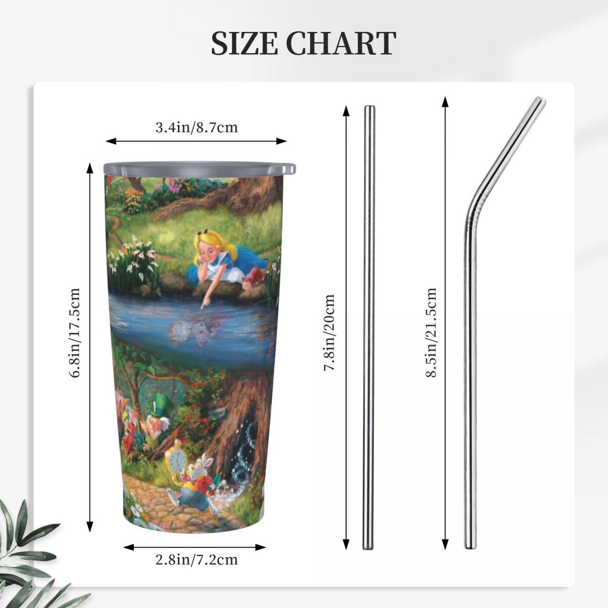 Alice Magical Underland Coffee Tumbler Insulated Mug with Lid Straw
