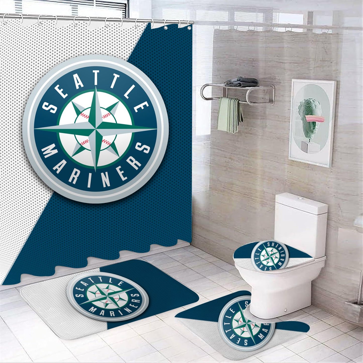 Douchegordijn Seattle Mariners, honkbalteam, sport, 180x180cm