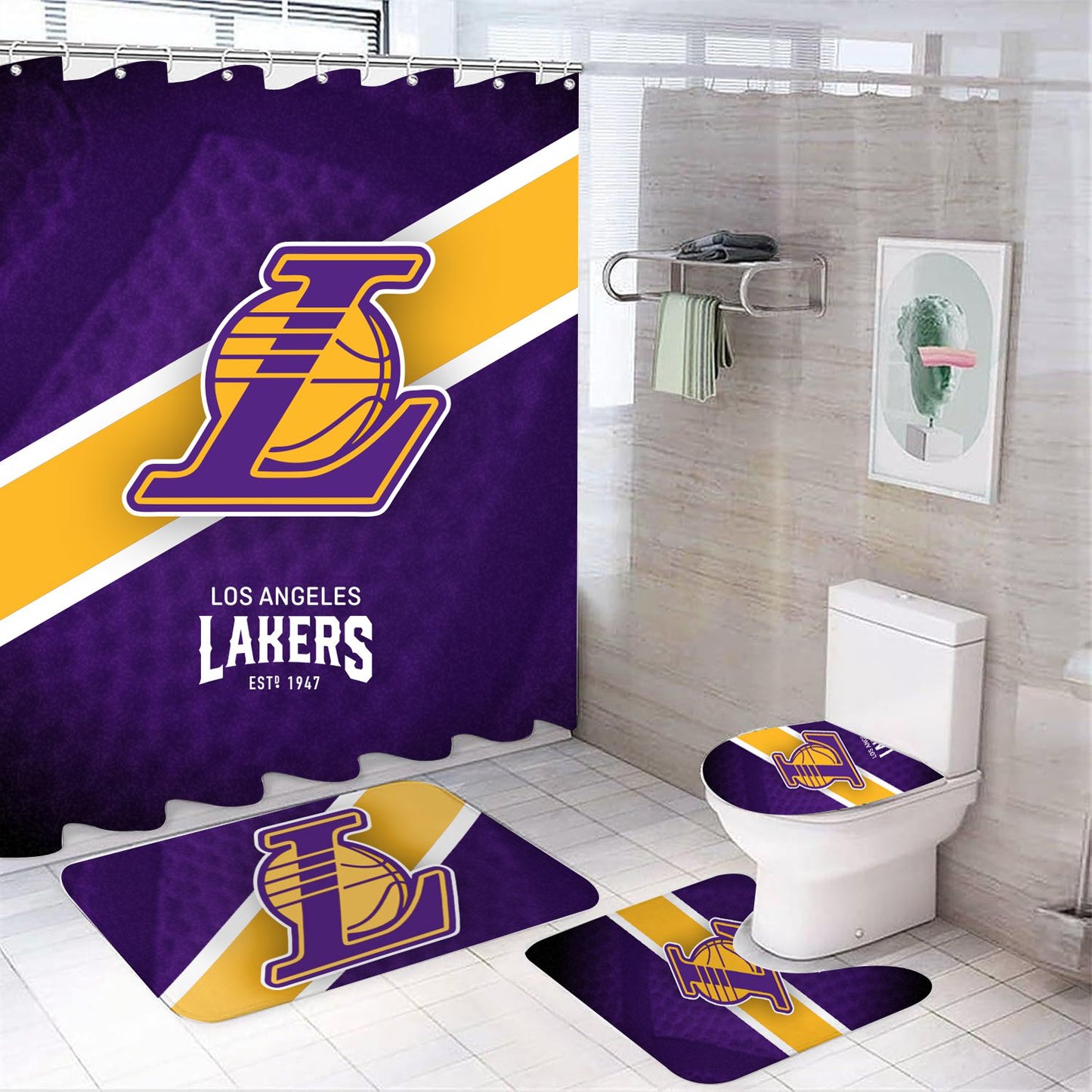 Rideau de douche Los Angeles Lakers, équipe de basket-ball NBA, 180x180cm