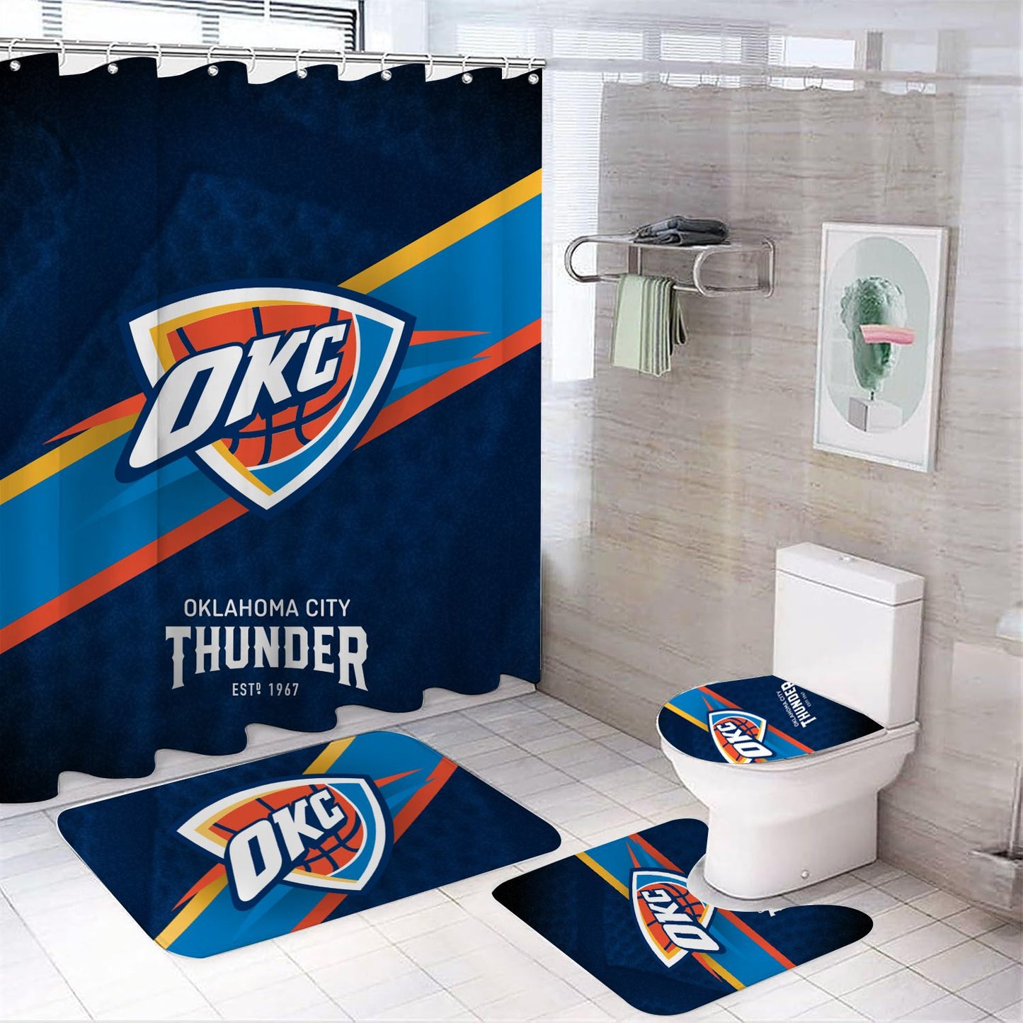 Rideau de douche Oklahoma City Thunder, équipe de basket-ball OKC, 180x180cm