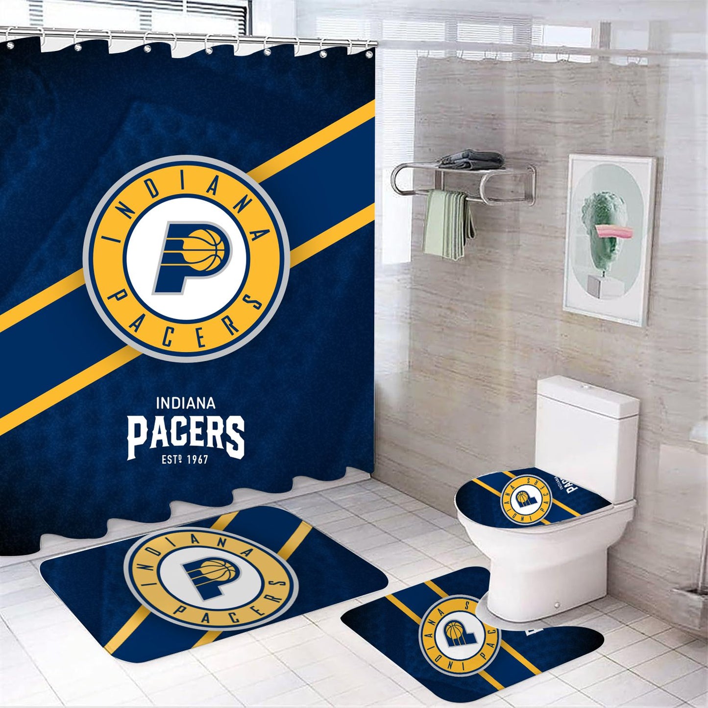 Duschvorhang Indiana Pacers, Basketballteam NBA, 180x180cm