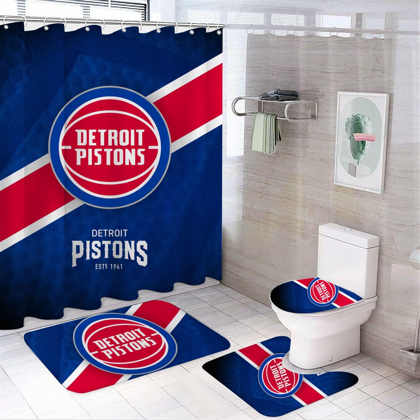 Basketball Sport Pistons Shower Curtain