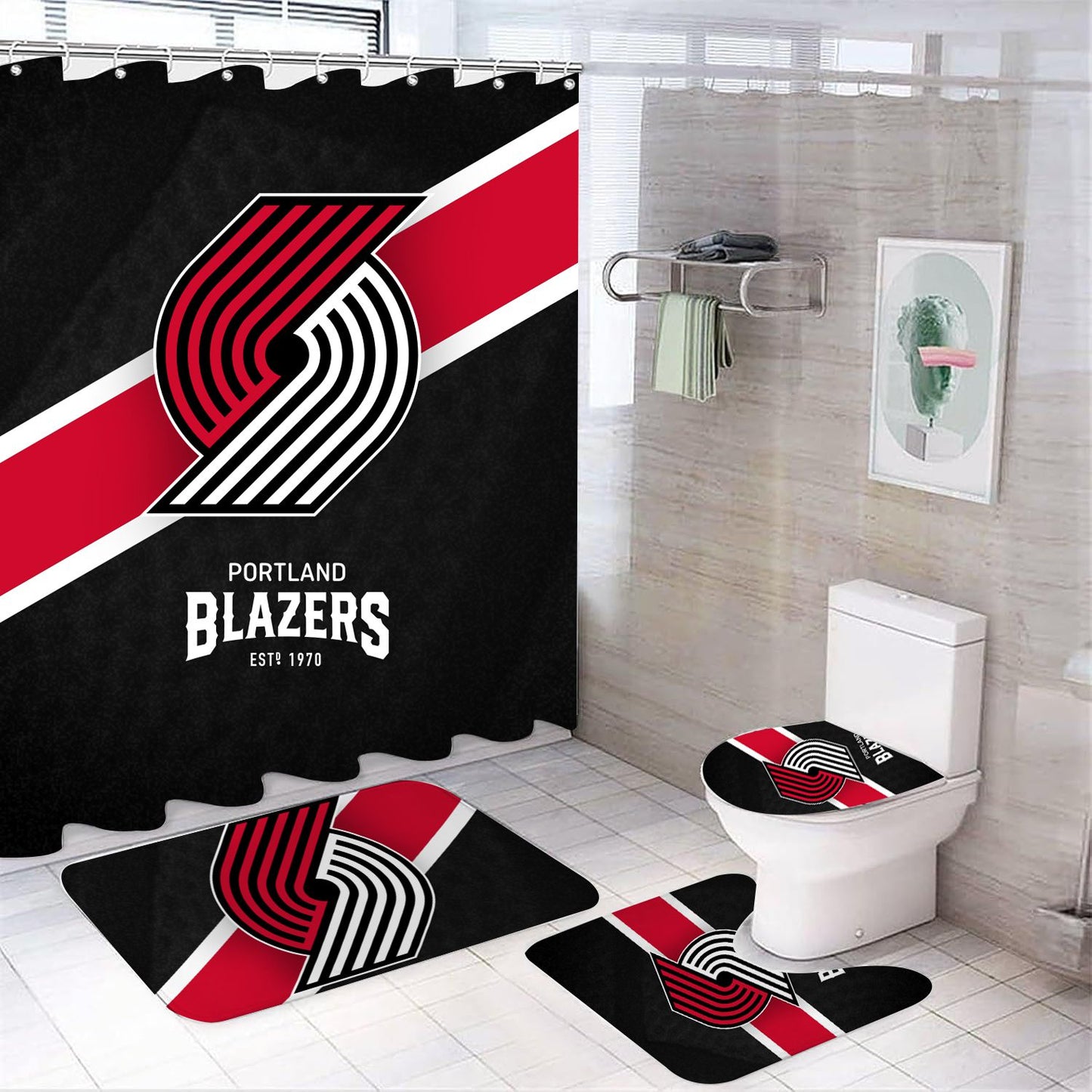 Rideau de douche Portland Trailblazers, équipe de basket NBA, 180x180cm