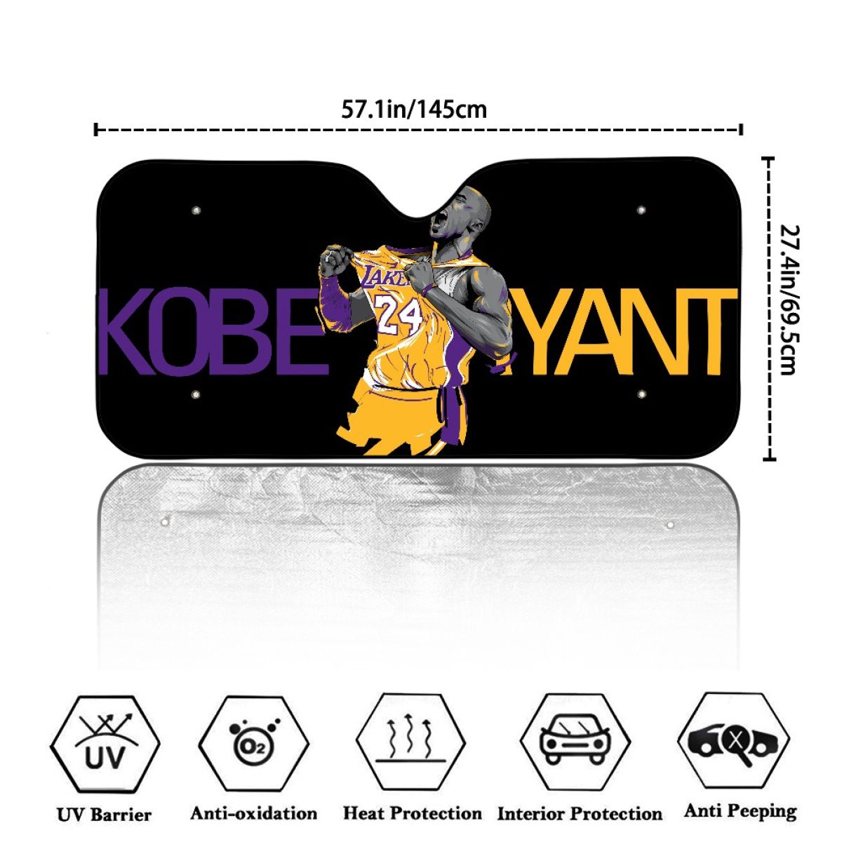 Black Mamba Basketball Player Car Sun Shade