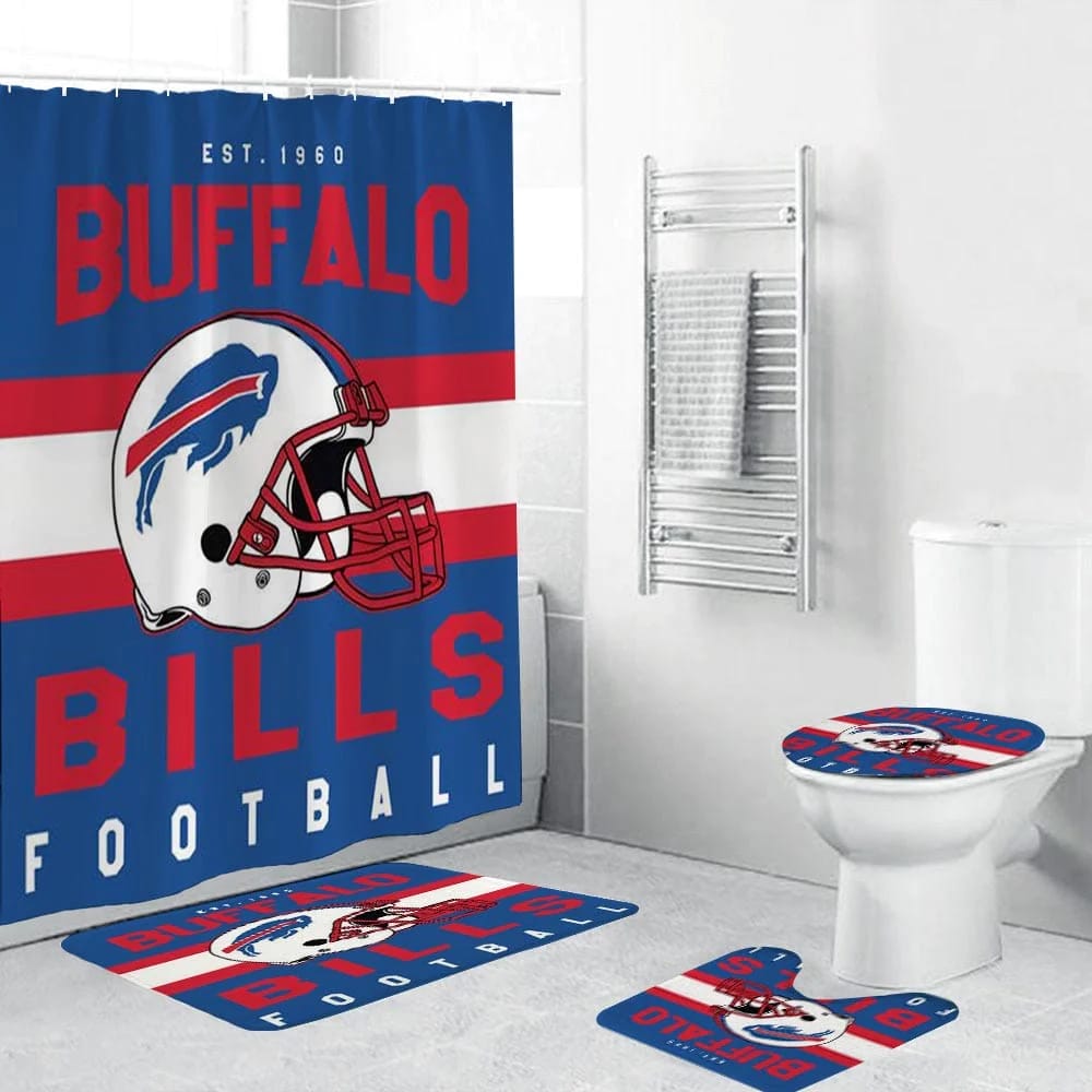 Football Helmet Team Flag Buffalo Shower Curtain