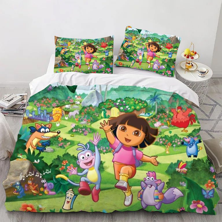 Cartoon Girl Adventures Comforter Bedding Set