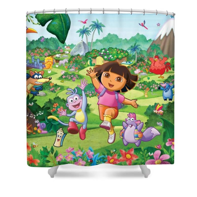 Cartoon Girl Adventures Shower Curtain