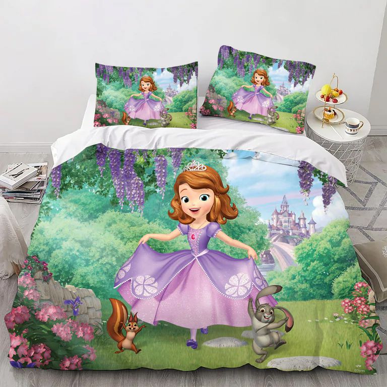 Cartoon Little Girl Princess Comforter Bedding Set