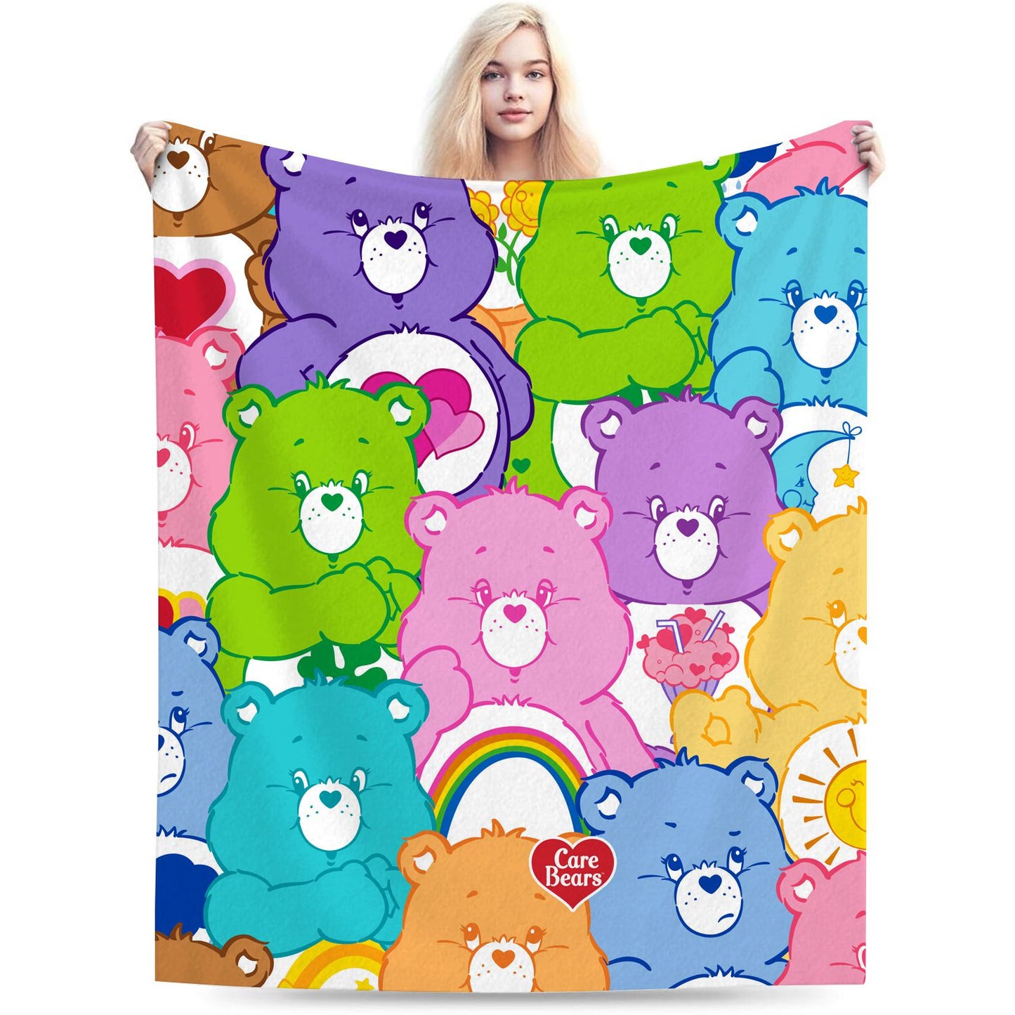 Cartoon Rainbow Bears Throw Blanket