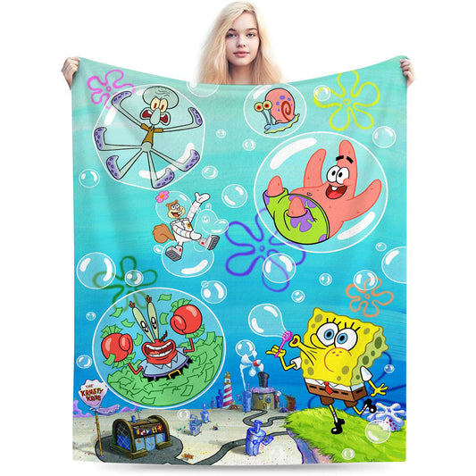 Cartoon Square Sponge Throw Blanket