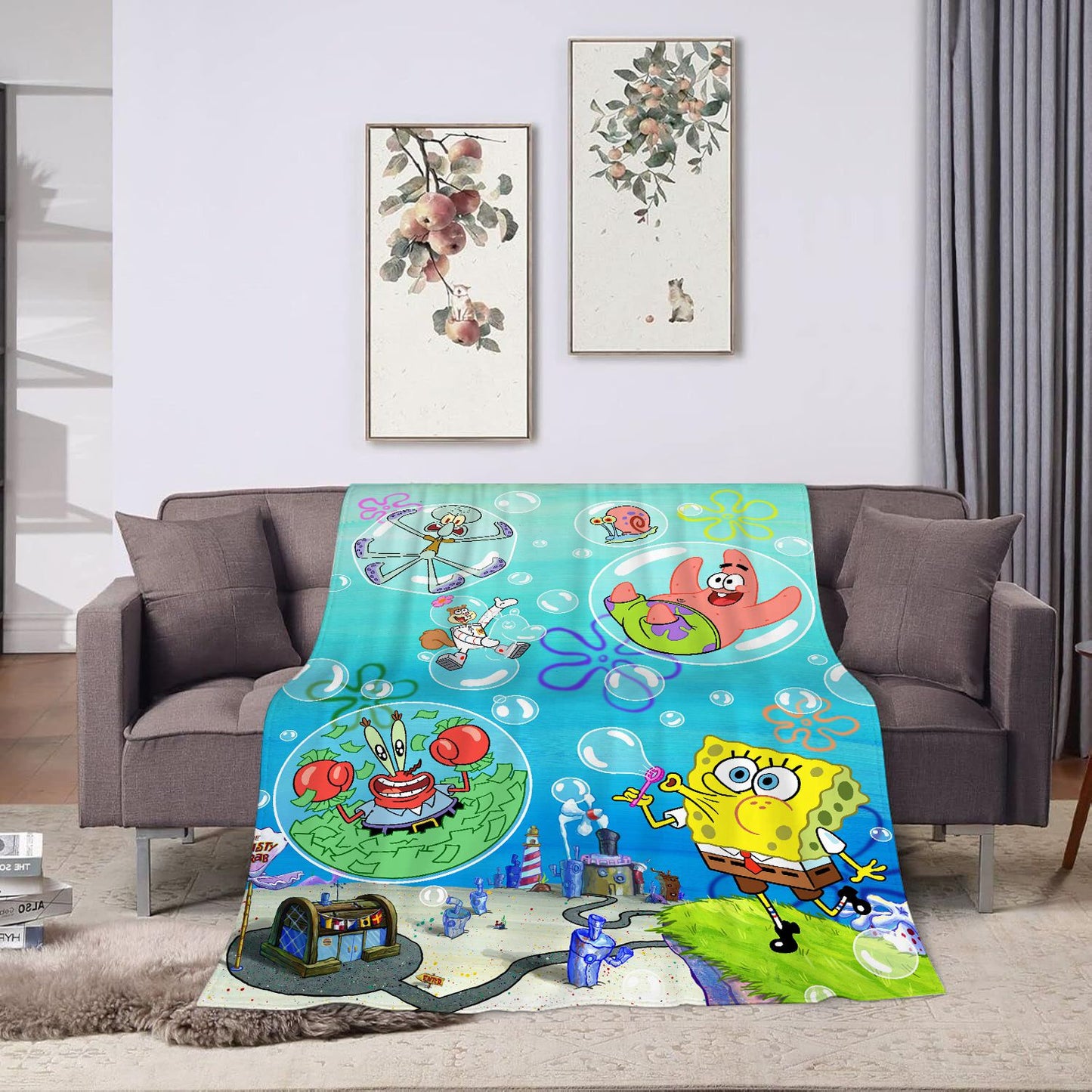Cartoon Square Sponge Throw Blanket
