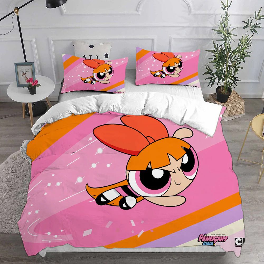 Cartoon Superpowered Sisters Bedding Set