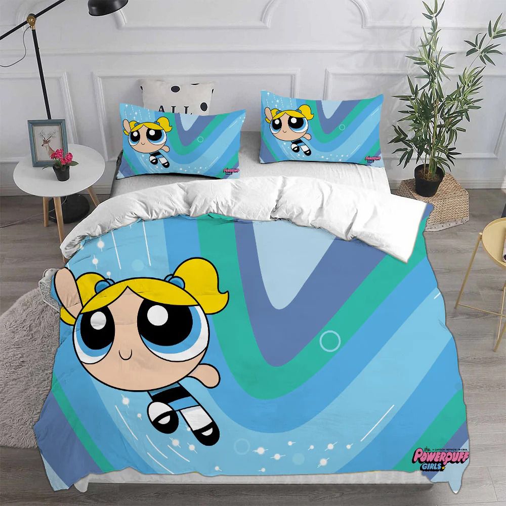 Cartoon Superpowered Sisters Bedding Set