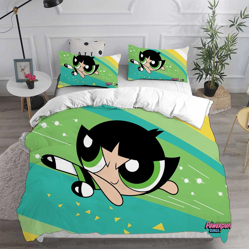 Cartoon Superpowered Sisters Bedding Set