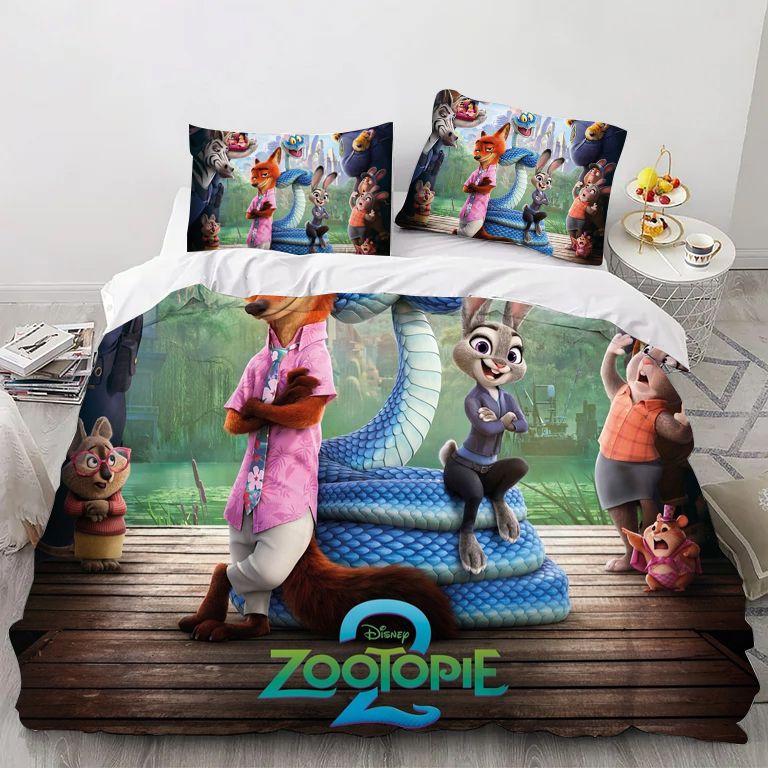 Cartoon Zoo Animal City Comforter Bedding Set