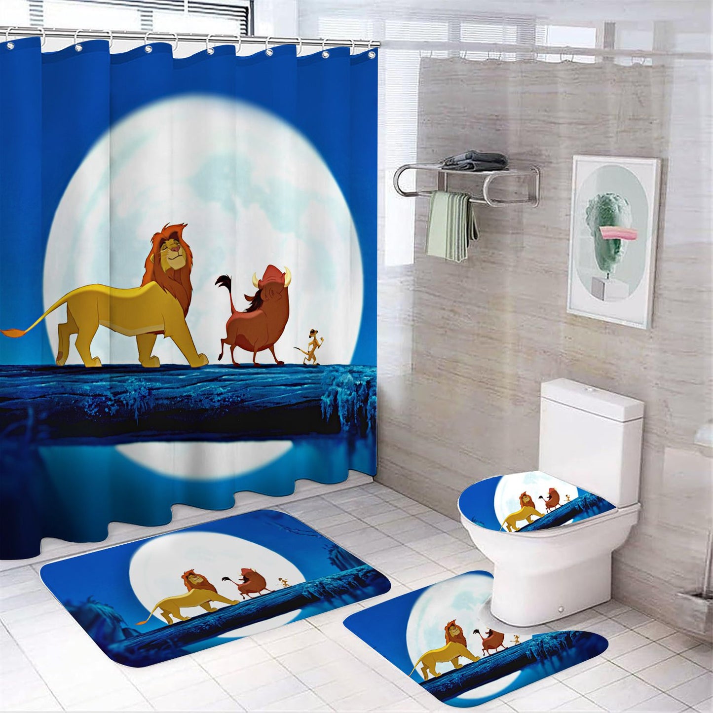 Cartoon Simba Lion Shower Curtain