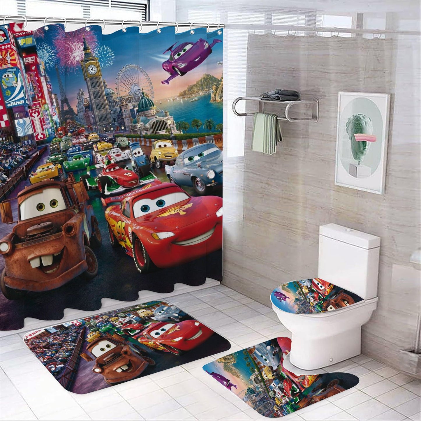 Cartoon Franchise Cars Shower Curtain