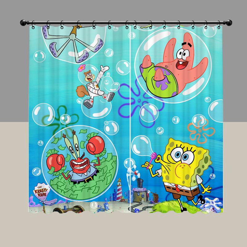 Cartoon Square Sponge Blackout Curtain