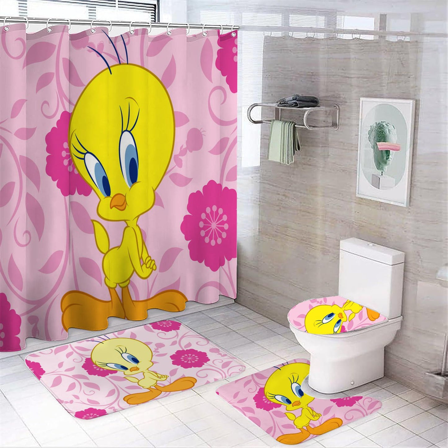 Cartoon Yellow Bird Shower Curtain