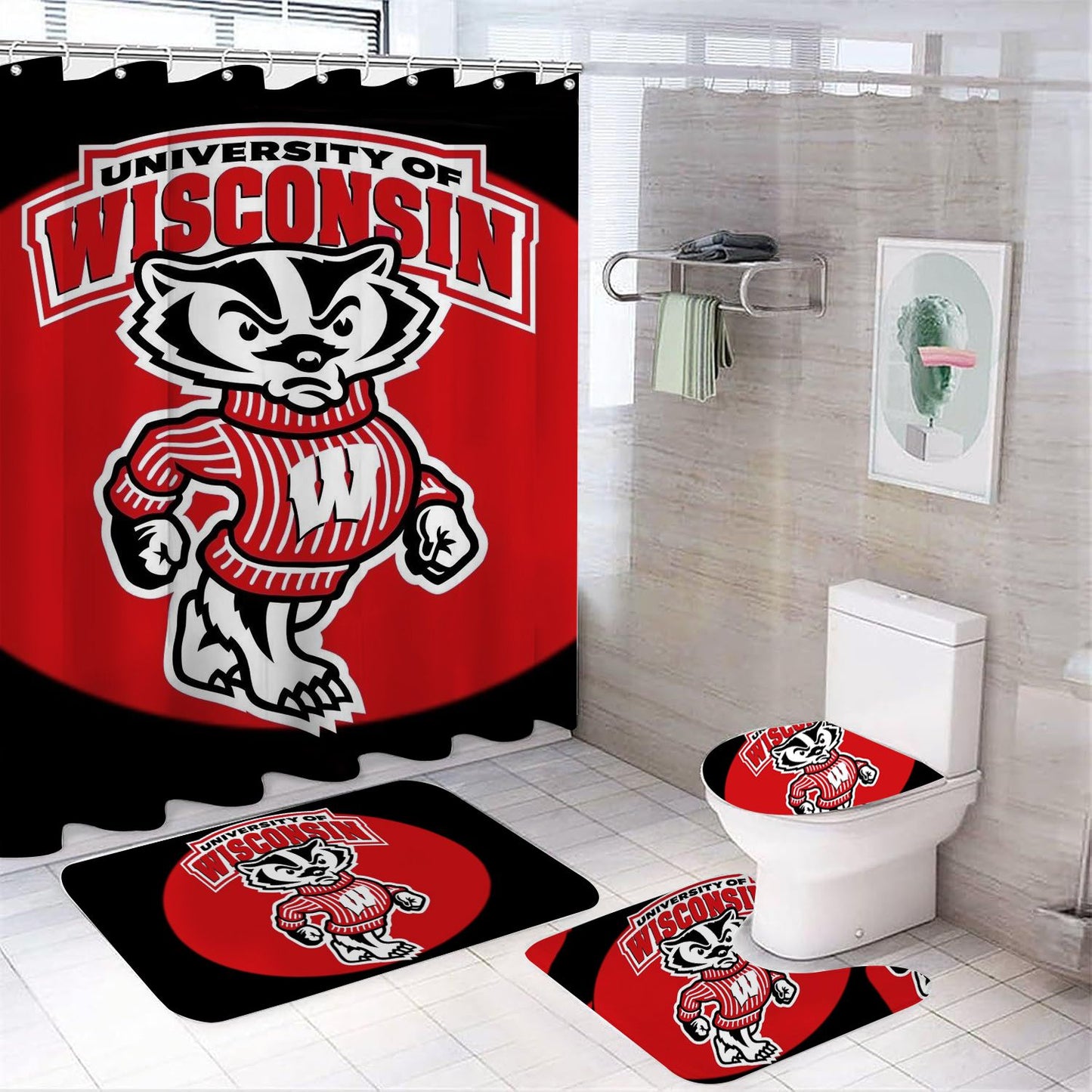 Duschvorhang Wisconsin Badger, University of Wisconsin–Madison College Sport, 180 x 180 cm