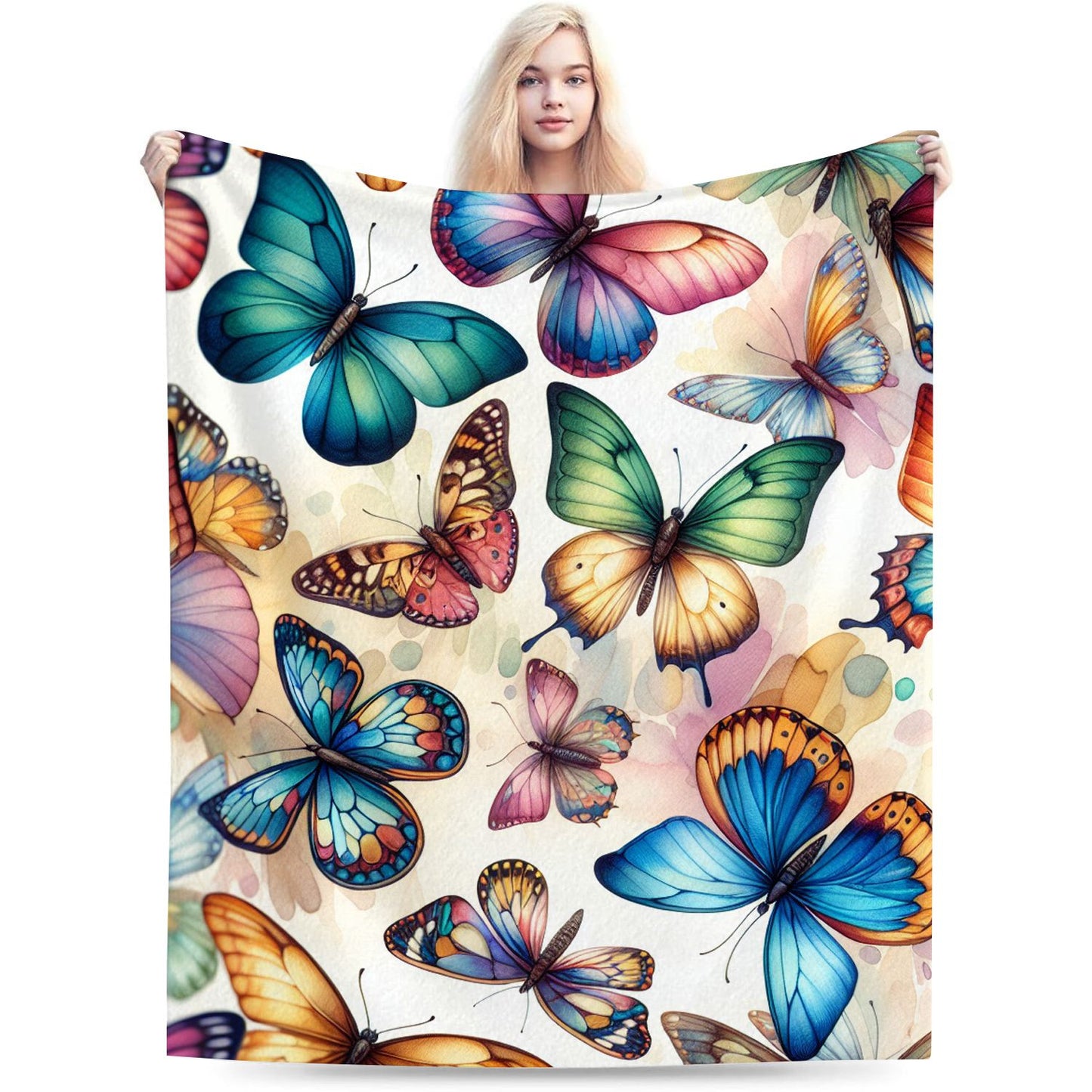 Colorful Butterfly Aquarelle Throw Blanket