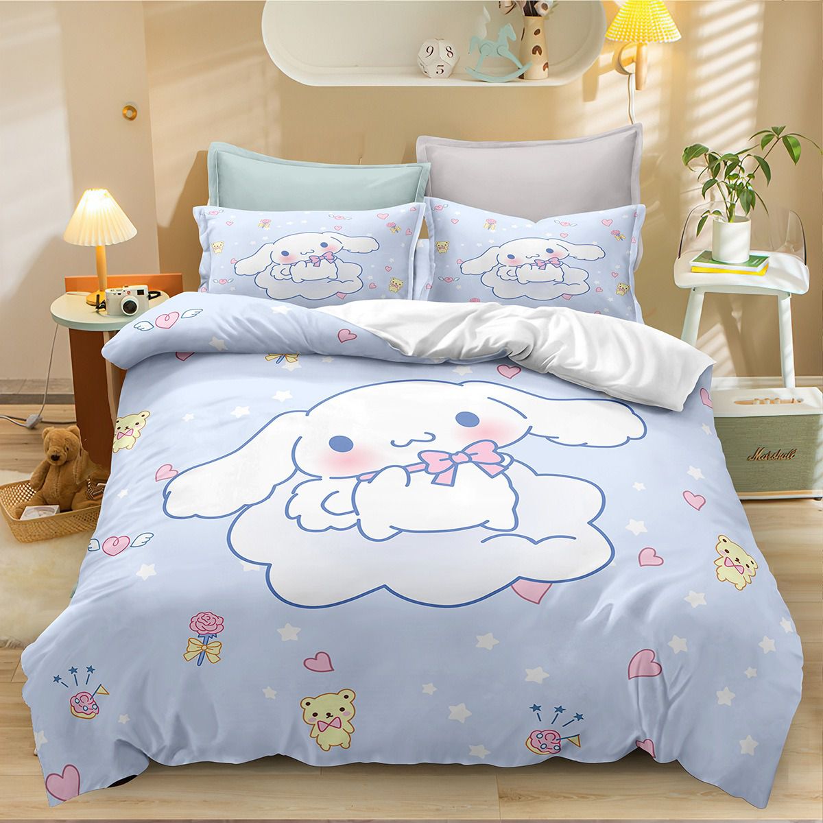 Long Ear White Dog Bedding Set