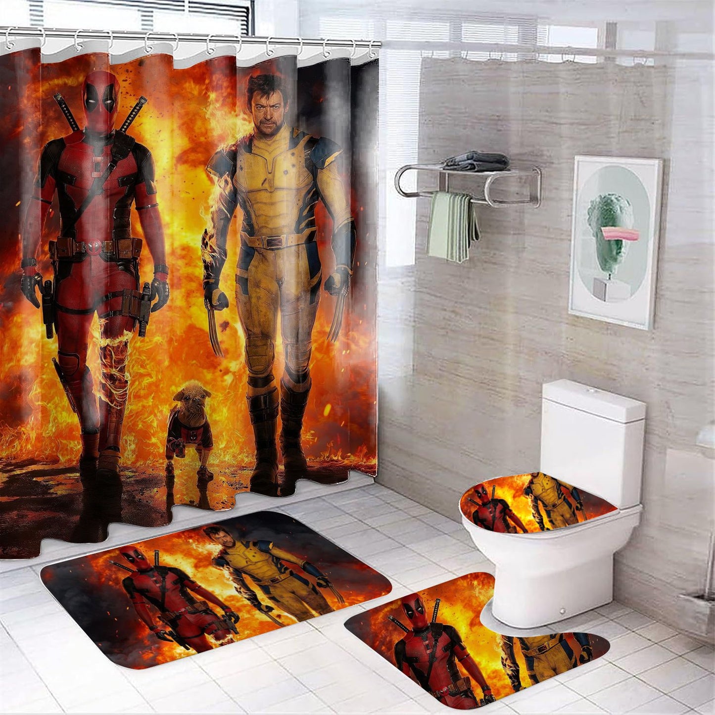 DeadPoo Wolverine Superhero Shower Curtain