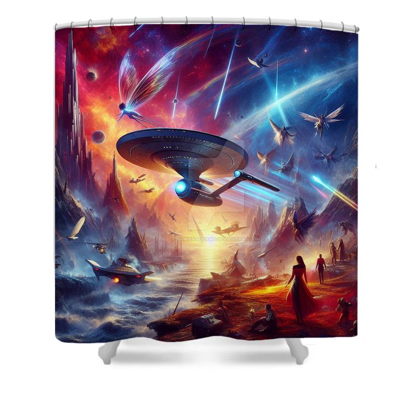 Fantasy Spaceship Shower Curtain