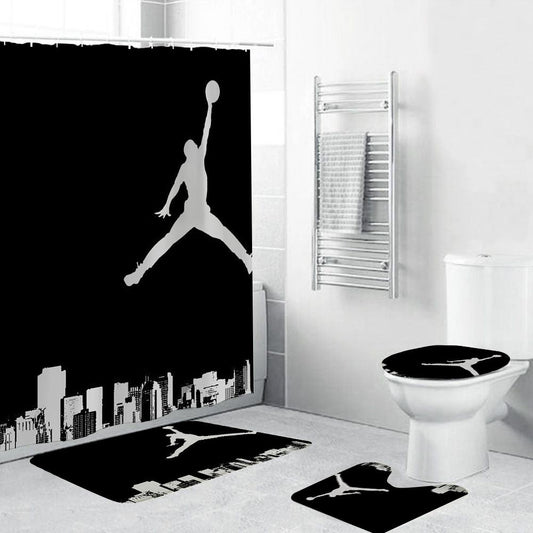 Basketball Black White Jordan Shower Curtain