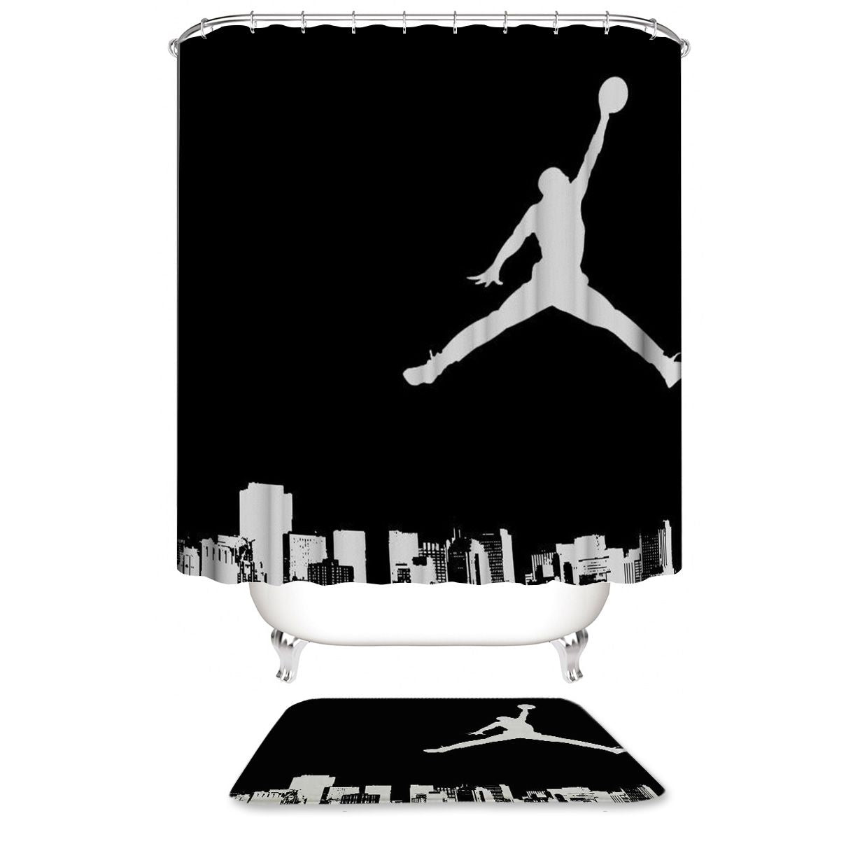 Basketball Black White Jordan Shower Curtain