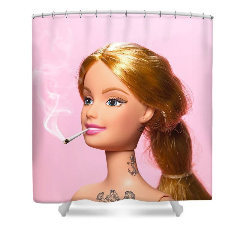 Funny Smoking Doll Shower Curtain - 4Pcs Set