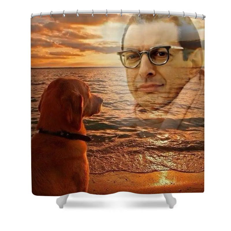 Funny Jeff Oil Painting with Monkey Shower Curtain