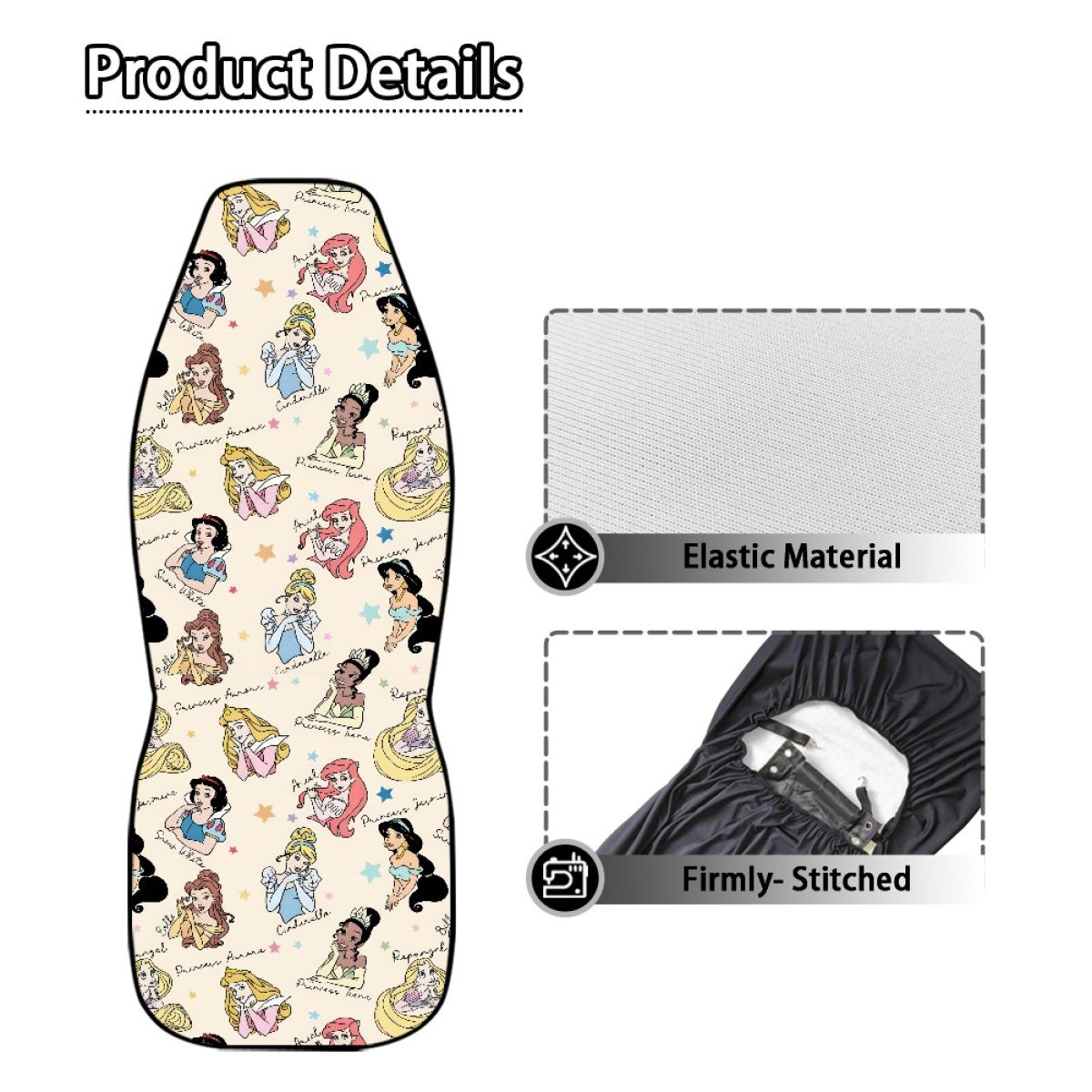 Girly Cartoon Princess Car Seat Cover