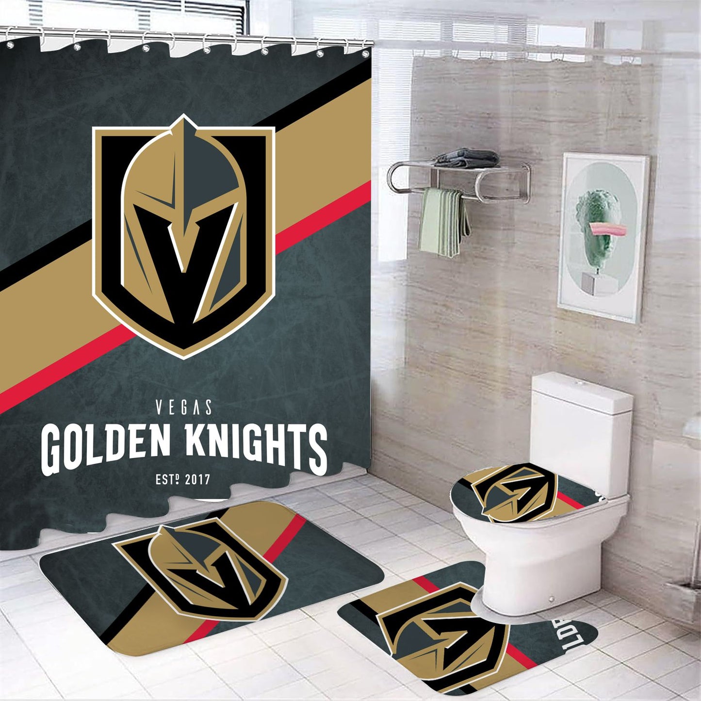 Ice Hockey Vegas Shower Curtain