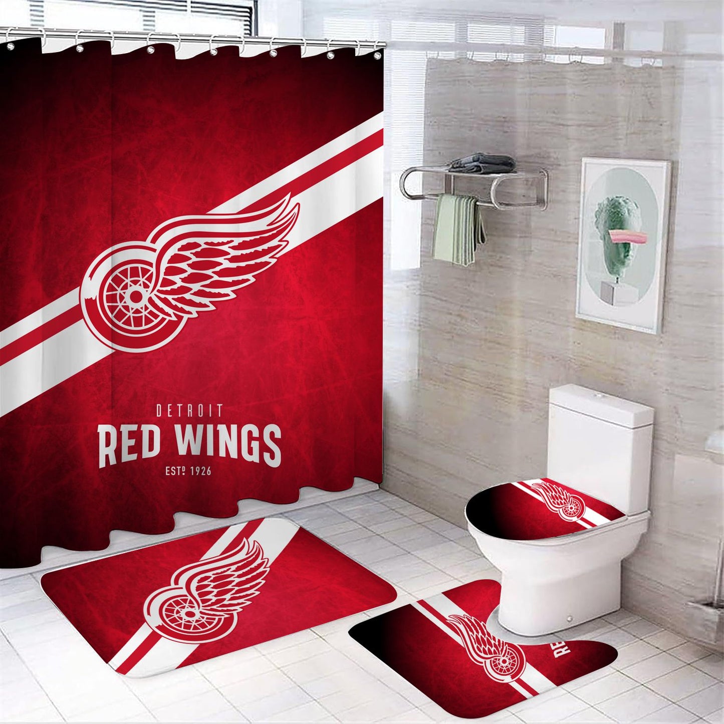 Rideau de douche Ailes rouges de hockey sur glace