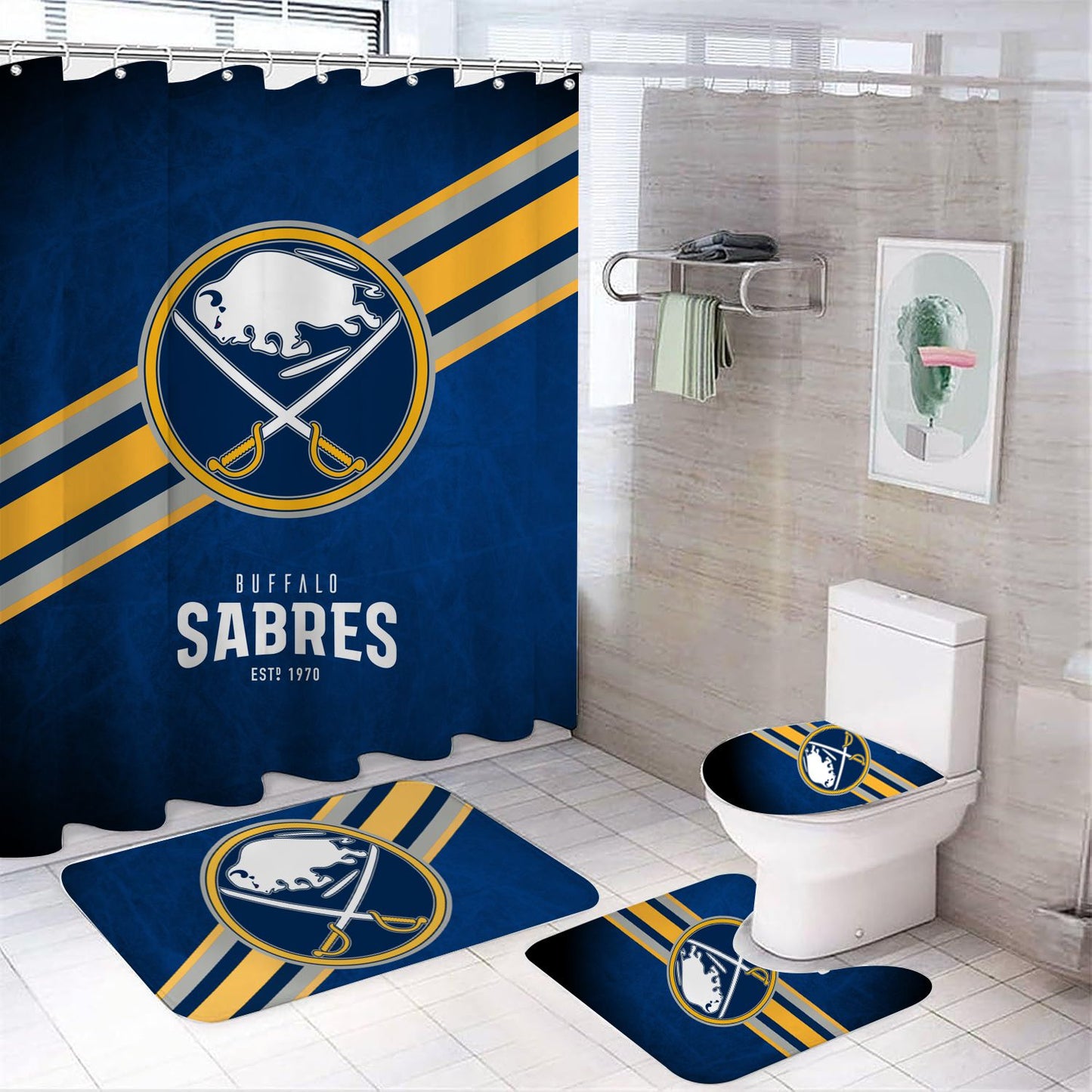 Rideau de douche Sabres de hockey sur glace