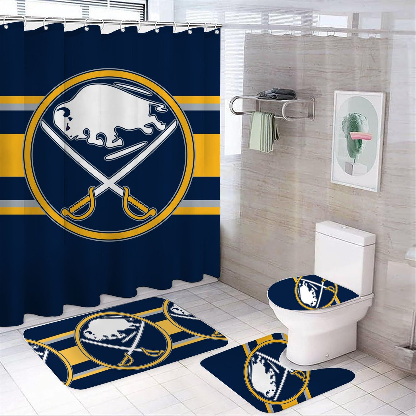 Ice Hockey Buffalo Shower Curtain