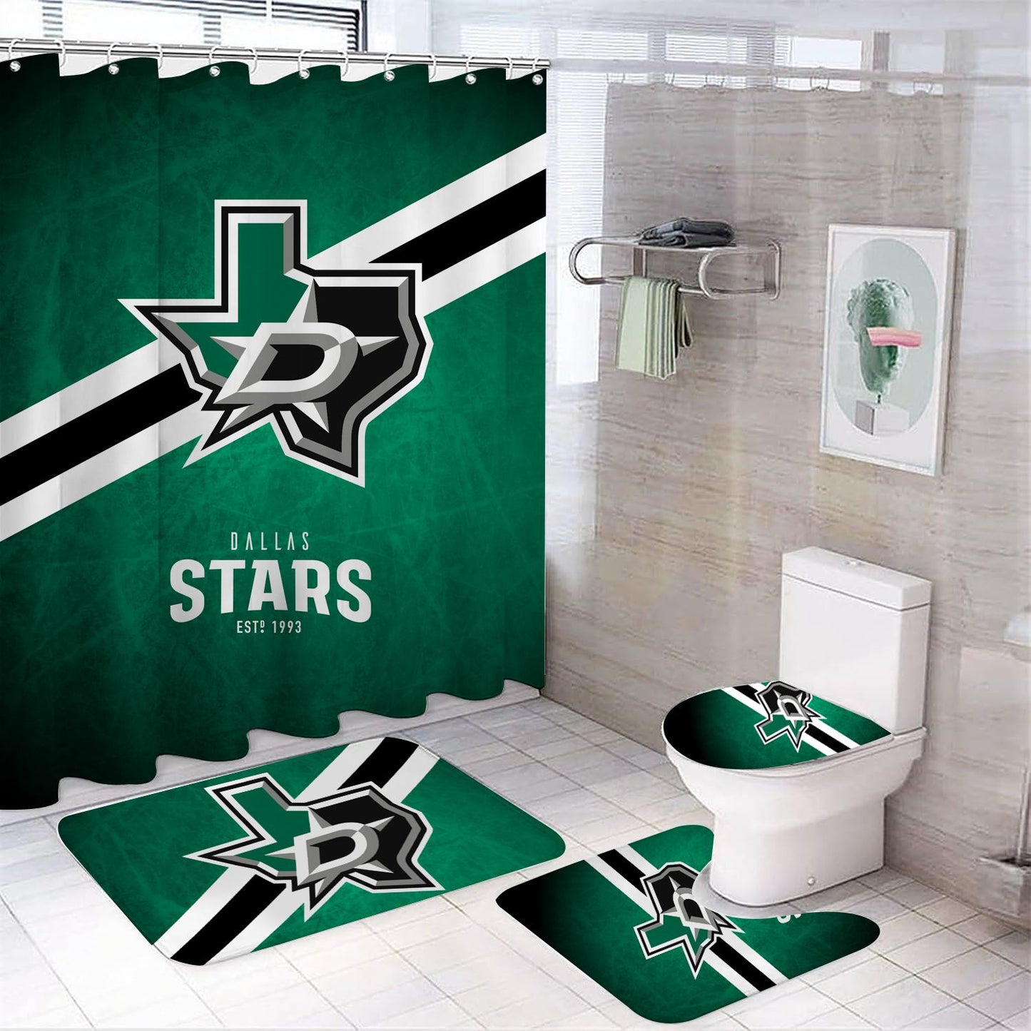 Ice Hockey Dallas Shower Curtain
