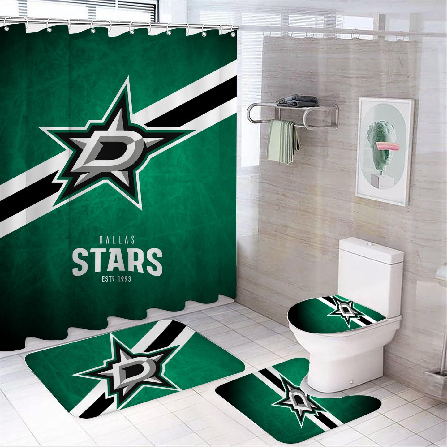 Ice Hockey Dallas Shower Curtain