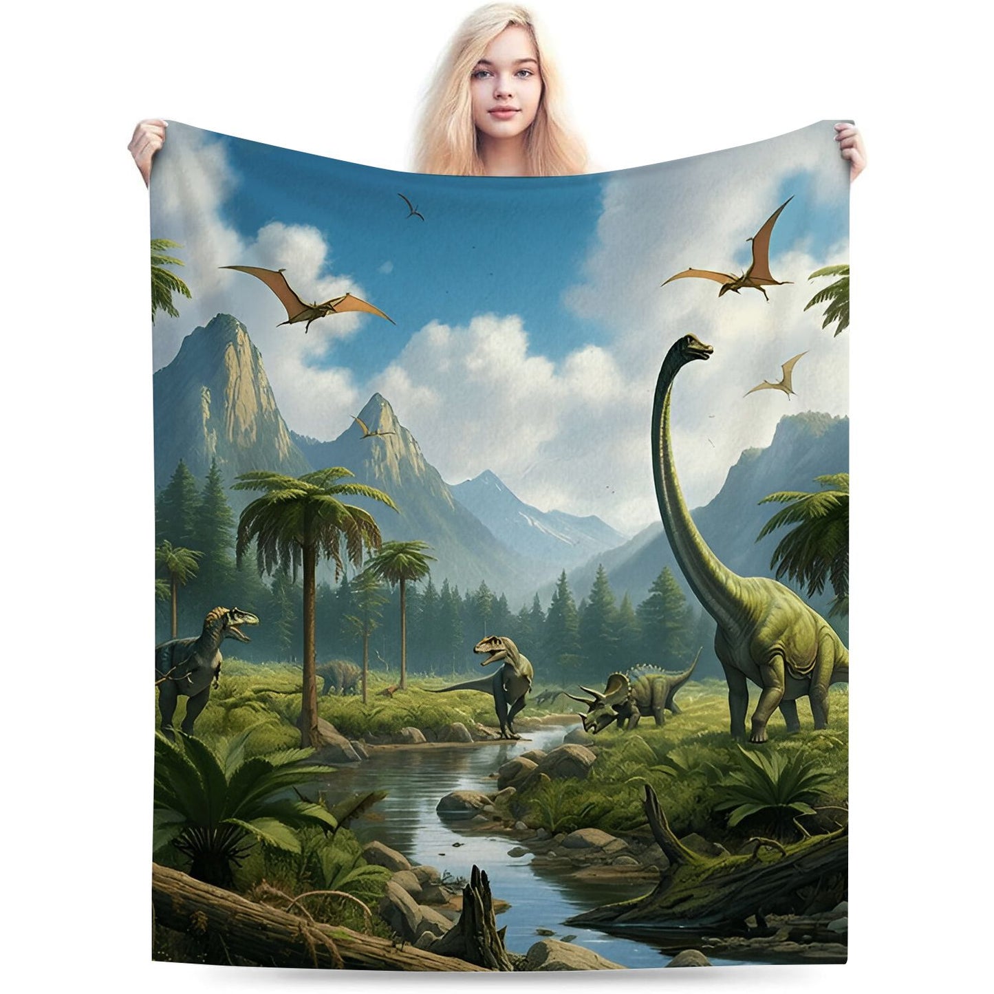 Jungle Dinosaur Throw Blanket