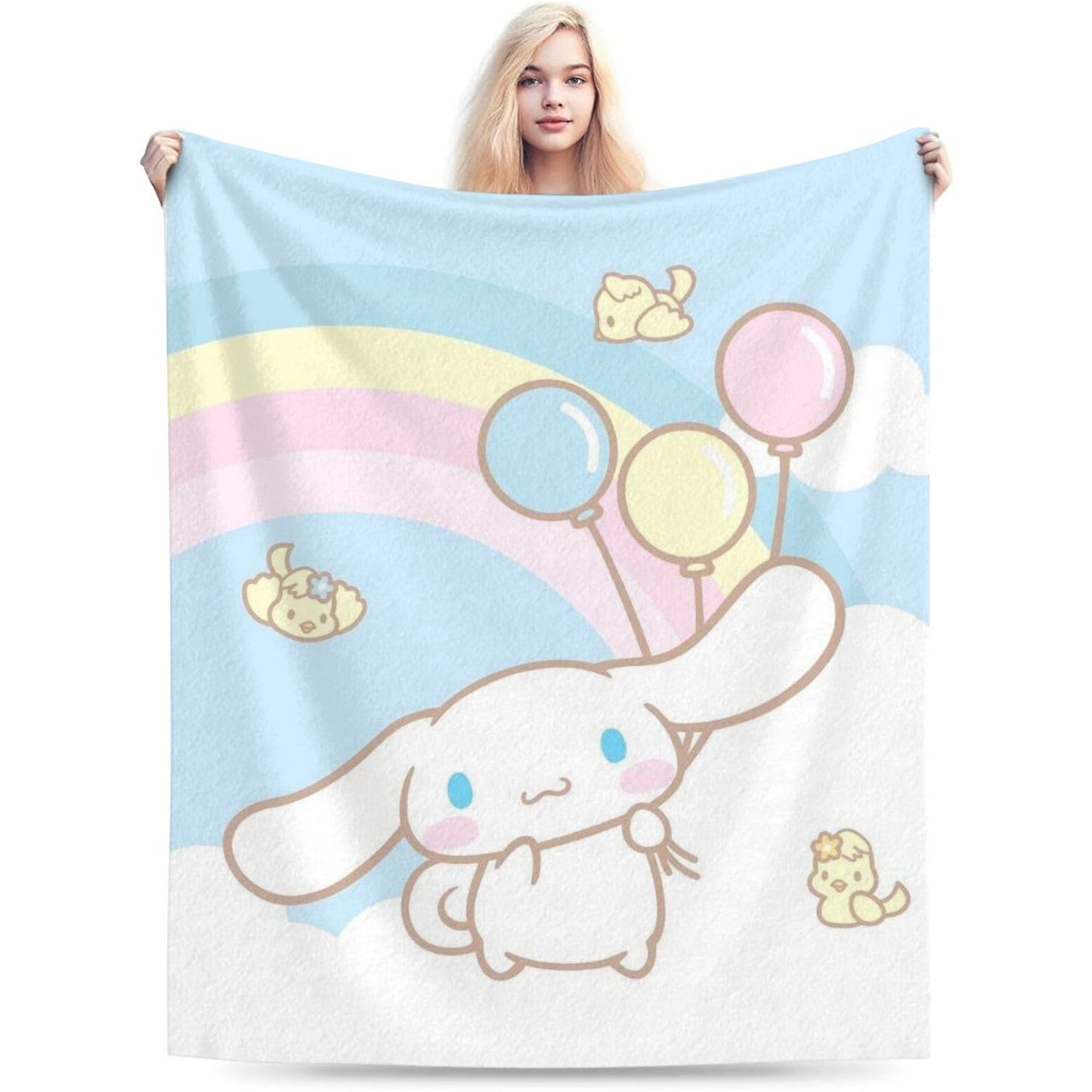 Long Ear White Dog Throw Blanket