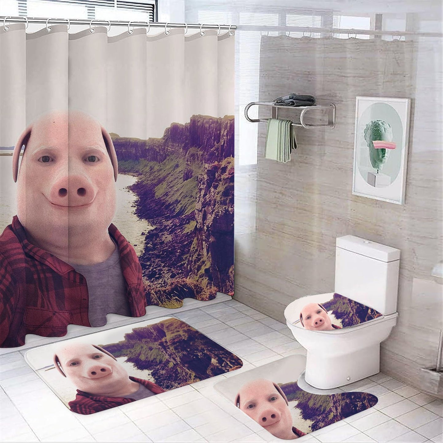 Meme Pig Face Shower Curtain