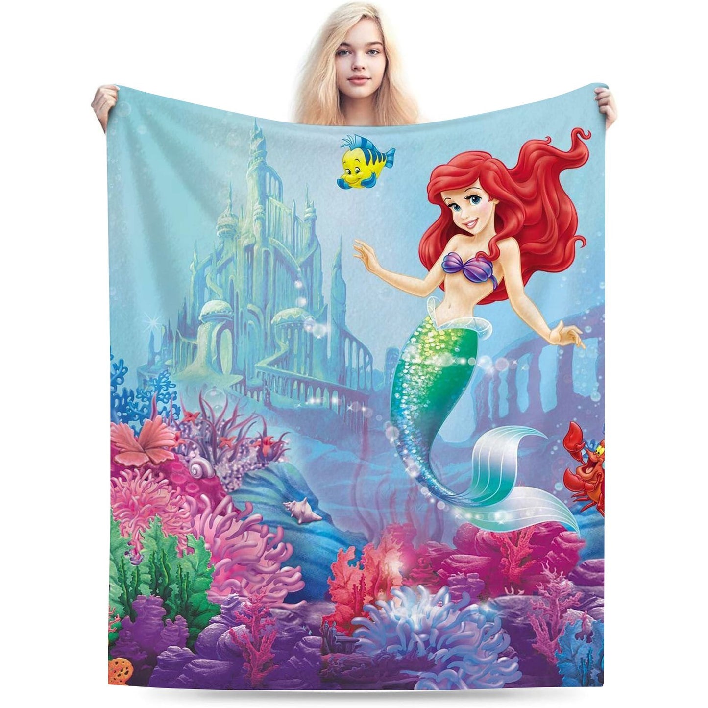Mermaid Princess Ariel Throw Blanket