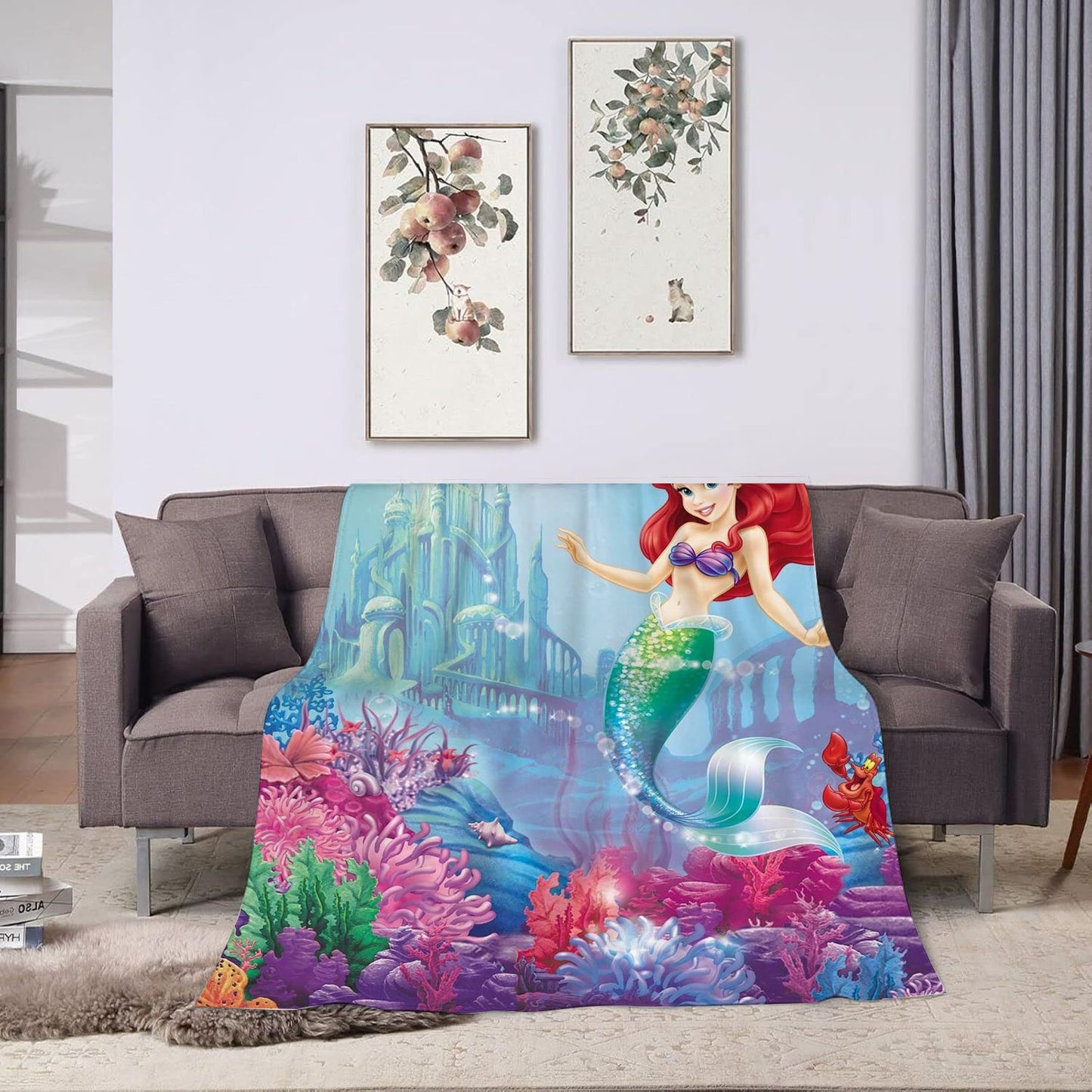Mermaid Princess Ariel Throw Blanket