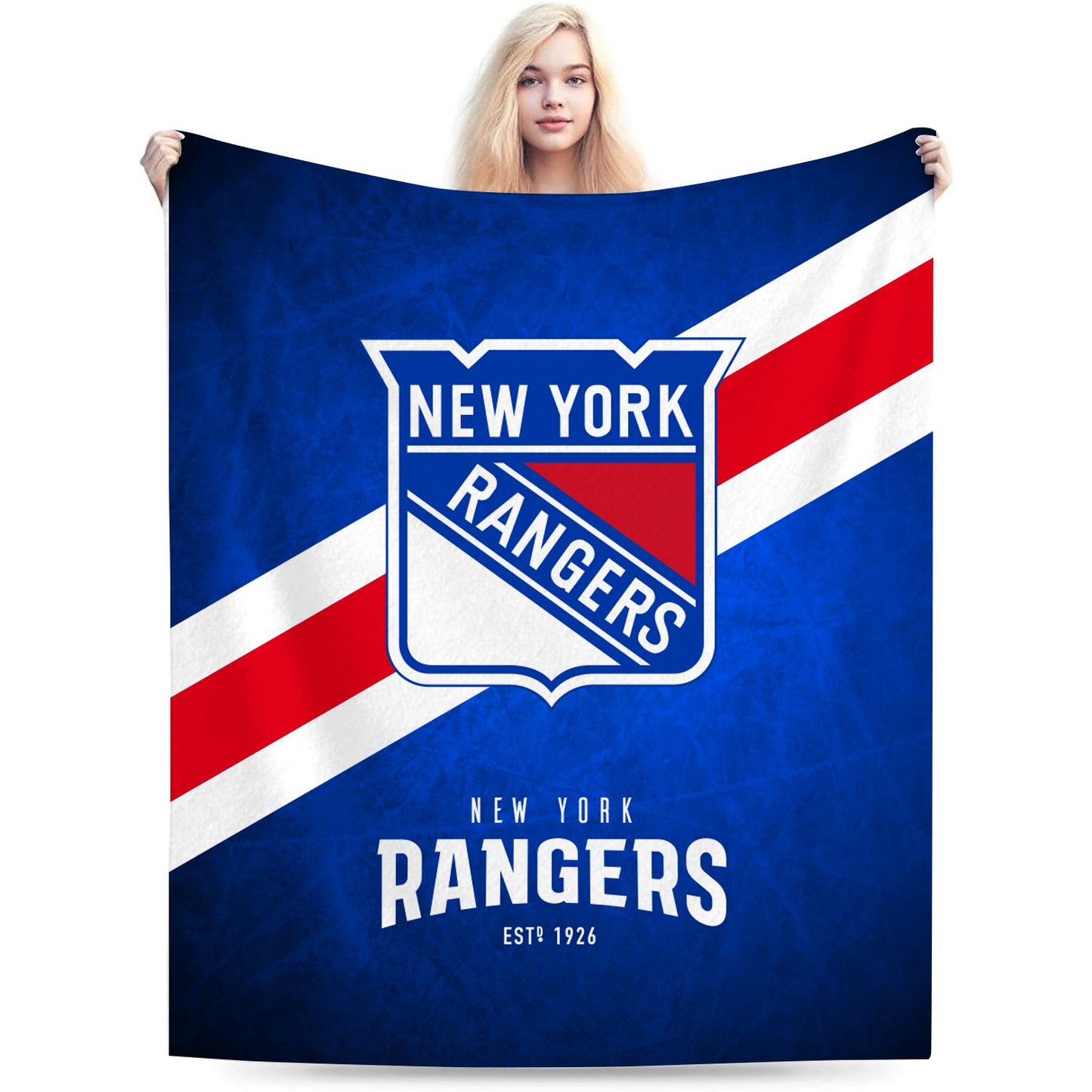 New York Hockey Blue Red Sport Throw Blanket