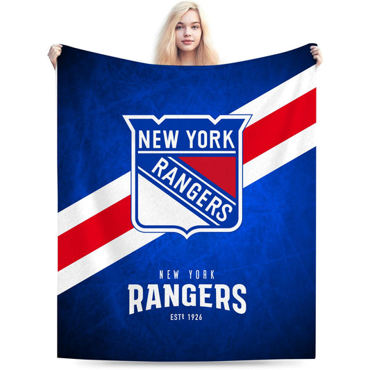 New York Hockey Blue Red Sport Throw Blanket