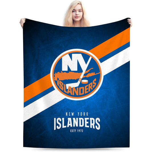 New York Hockey Blue White Sport Throw Blanket